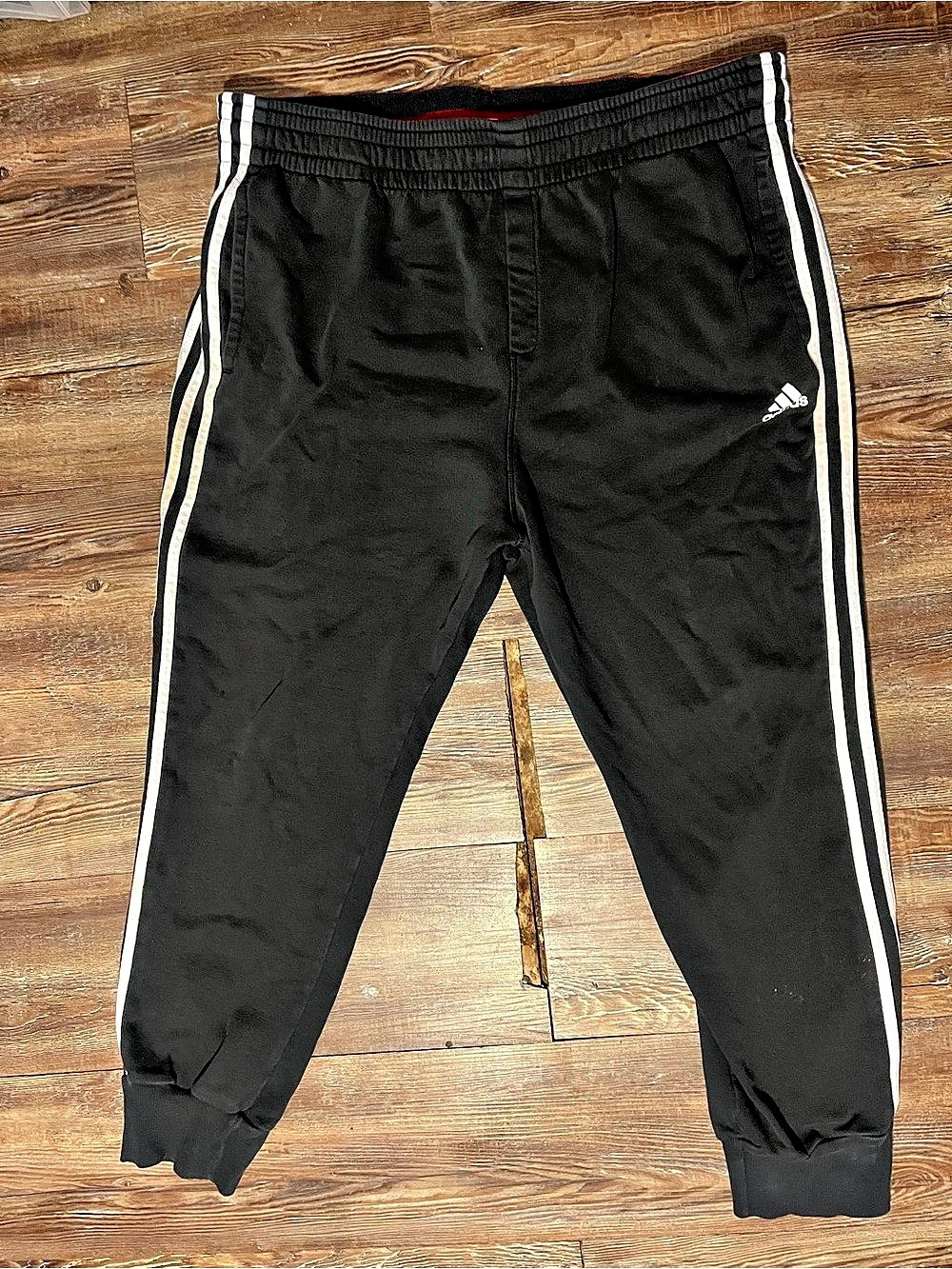 adidas 3-Stripes Cuffed Joggers Men's Striped Jogger Pants Black & White Medium